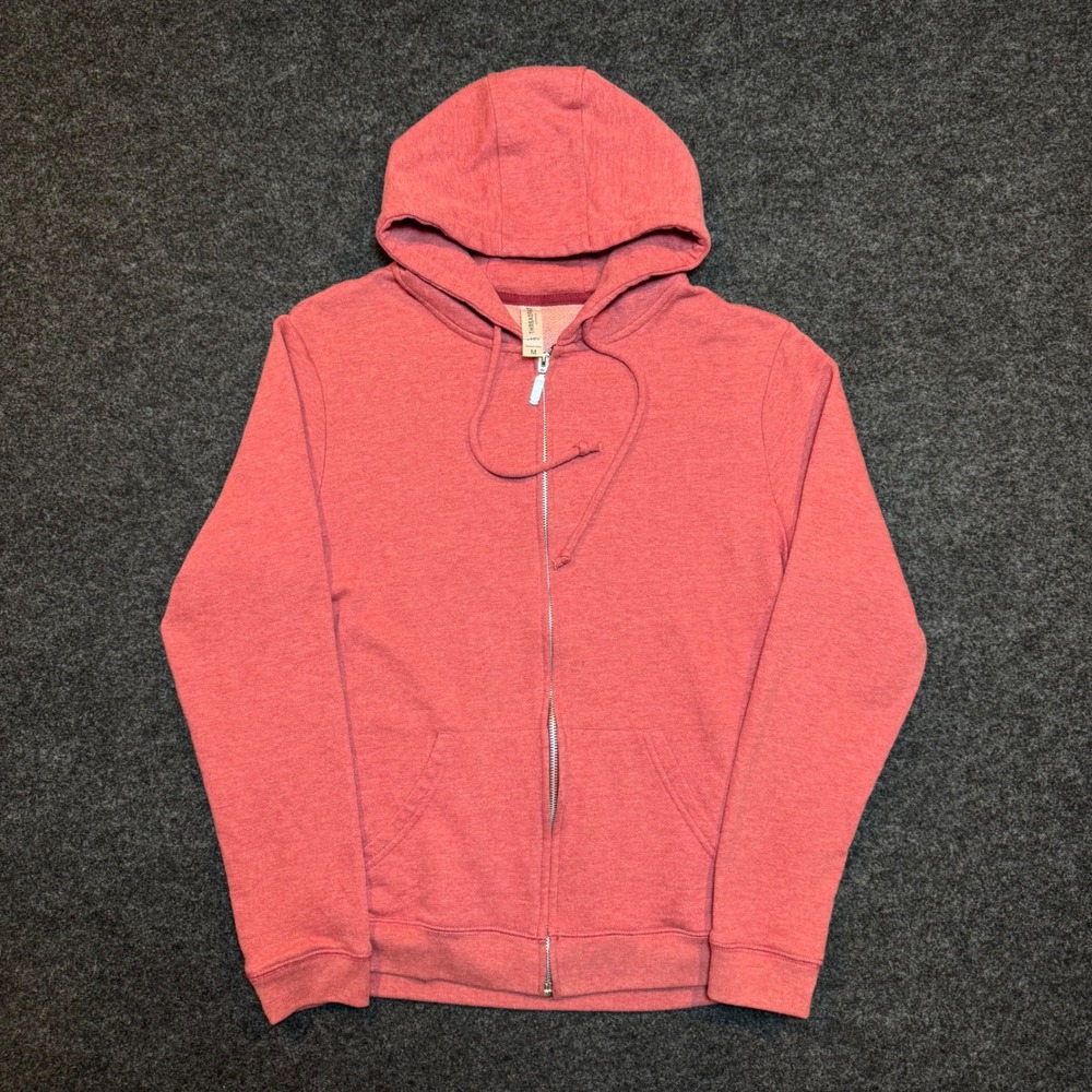 Threadfast Apparel Full Zip Hoodie Mens Medium Coral Pink Heathered Sweatshirt